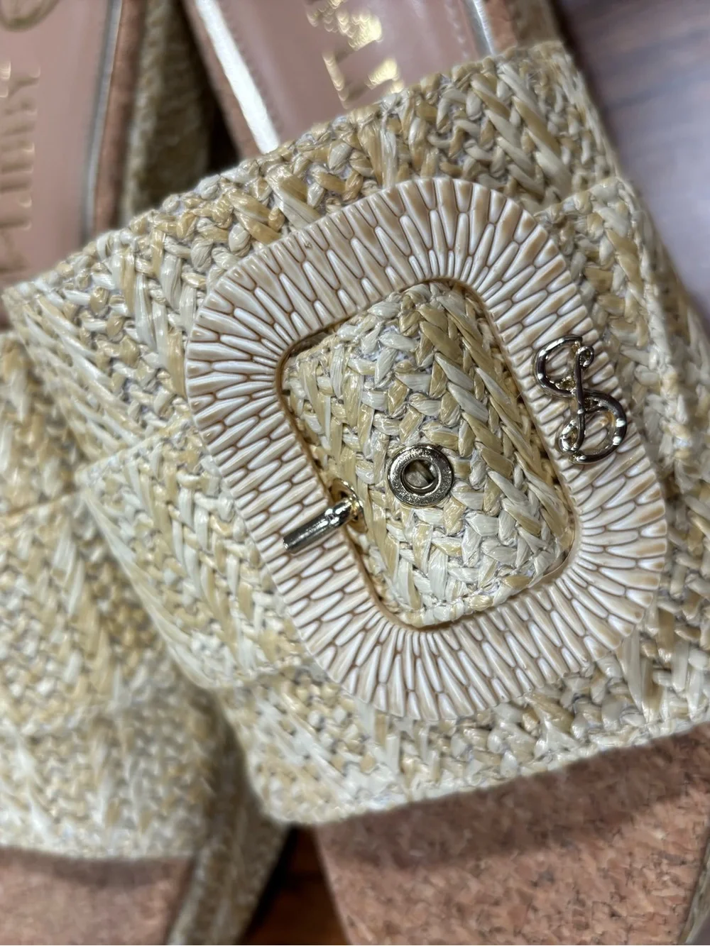 Sam & Libby Crysta Raffia Platform Sandals Cyprus Size 8